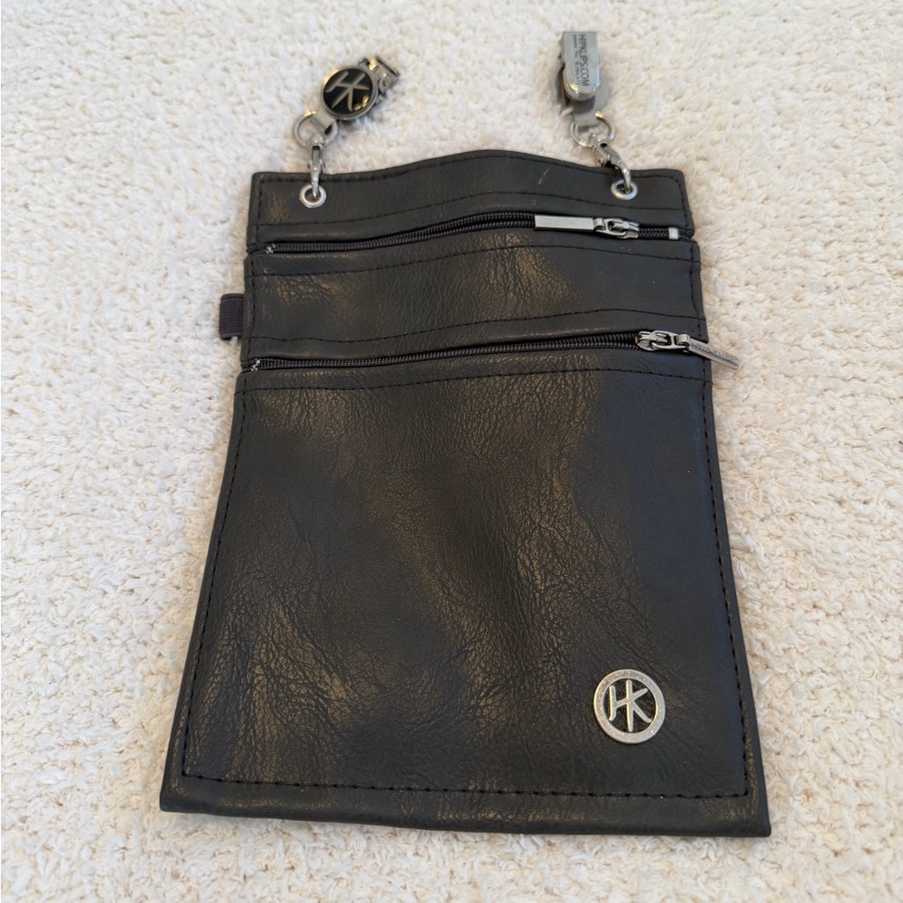 Hip Klips Black Clip On Waist Pouch Phone Wallet Travel Belt Pocket Organizer